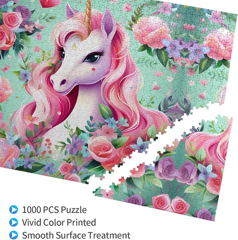 لغز بازل فيايا بينك يونيكورن 1000 قطعة للكبار، هدية ديكور منزلي مقاس 29.5 × 19.7 بوصة - Image 2